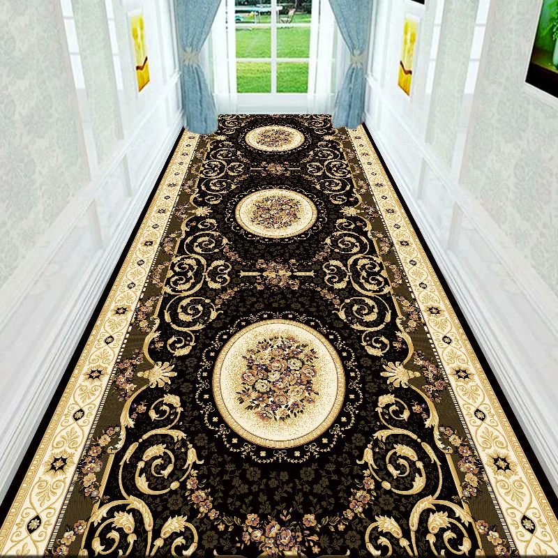 

NEW Fashion Long Rugs For Corridor Runner Non-slip Floor Mat Long Strip European-style Hotel Hallway Wedding Carpet Printed