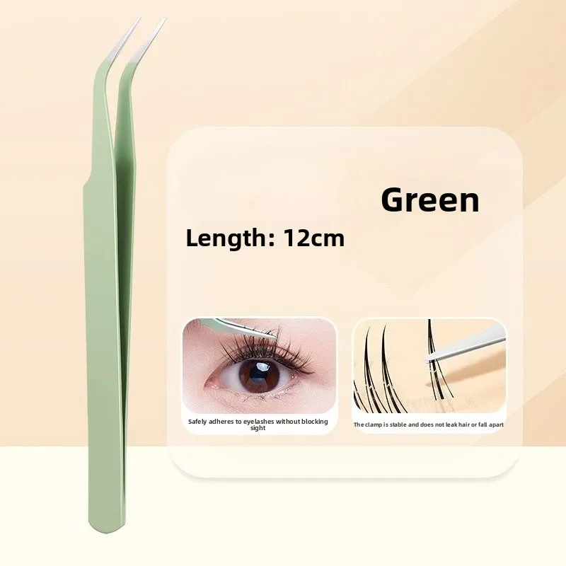 Pinça reta curvada de aço inoxidável, colorida, rosa, azul, roxa, faça você mesmo, pinça de cílios, arte de unha, adesivo, strass, ferramenta de seleção