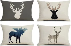 Pillowcase Elk waist pillowcase rectangular rectangular animal pillowcase linen decorative cushion cover sofa 30X50cm