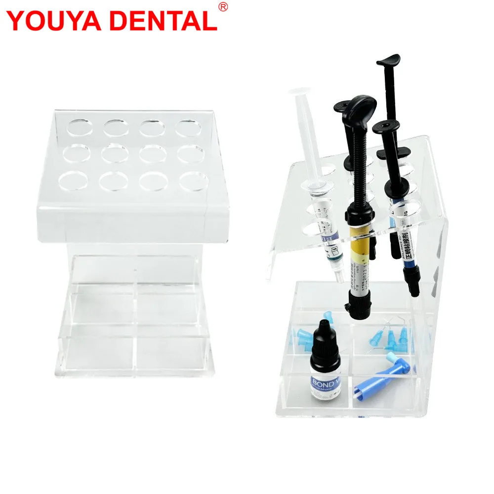 

Dental Acrylic Organizer 12 Holes 4 Grid Oral Material Storage Box Applicator Dispenser Syringe Resin Adhesive Applicator Holder