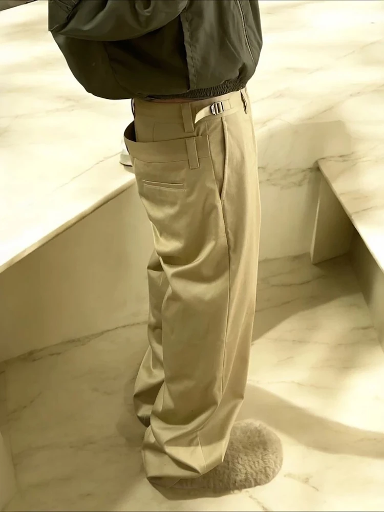 

Nonnod Men's Casual Pants Double Waist Straight Leg Loose Fit Workwear Trousers Casual Cotton Blend Zipper Fly Color