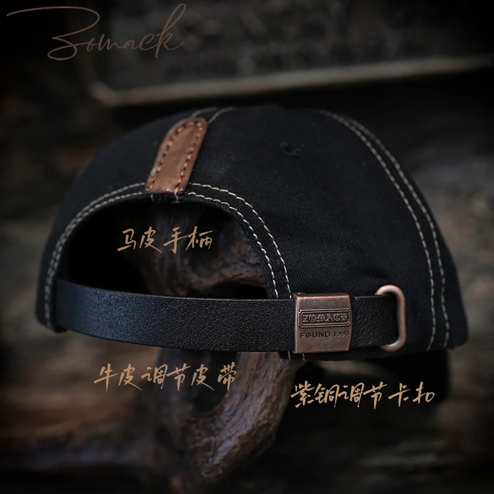 Handmade Baseball Cap Men's Summer Yupi Vintage Mechanic Duck Truck Big Circumference Leather Letter Fashion Waste Soil