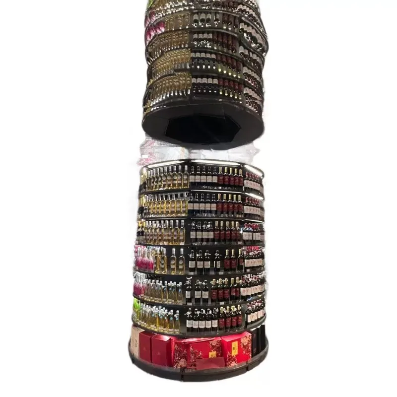 

Стеллаж-витрина цилиндрической формы с четырьмя сторонами, квадратная колонна, полка для табака и алкоголя