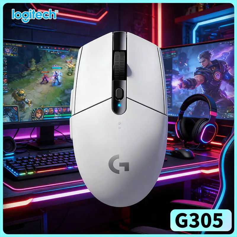 Wireless Logitech G305 Gaming Mouse, 12000 DPI HERO Precision, 6 Custom Keys, 250h Battery, PC Mac Gaming Accessory