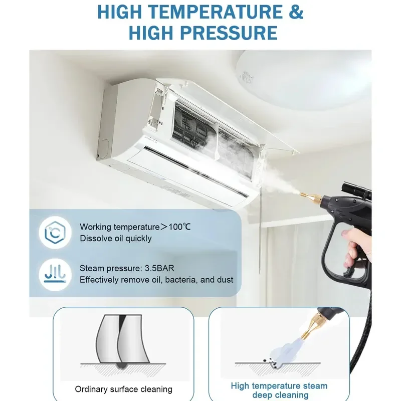 220VCommercial Household 3000W Steam Cleaner Adjusted Function Air Conditioning Kitchen Hood Car Steaming Cleaner Alkaline Clean