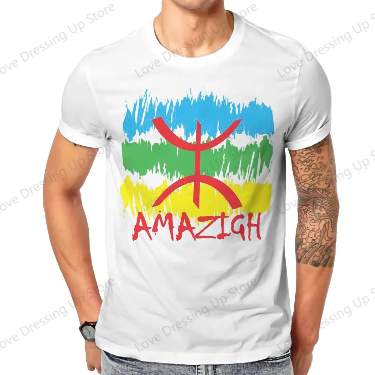 Morocco 100%Pure Cotton Summer Men T-Shirt Modern Design of Amazigh Flag Short sleeve Tshirts Street short sleeve Tee Funny Tops