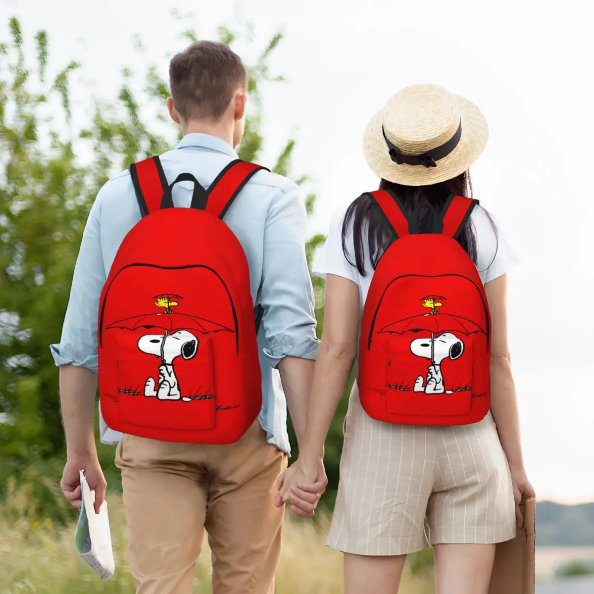 Benutzer definierte s-snoopys Hund Regenschirm Leinwand Rucksäcke für Männer Frauen wasserdichte Schule College Tasche drucken Bücher taschen