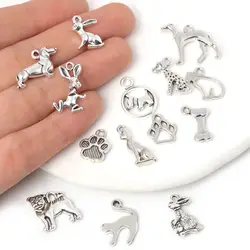 10pcs/Set Zinc Alloy Antique Silvery Animal Dog Shaped Charms Pendant for DIY Necklace Bracelet Earrings Jewelry Making Handmade