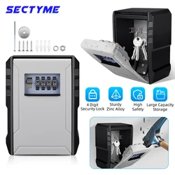 Sectyme Metal Material 4 Digits Password Key Box Outdoor Waterproof Wall Mounted Lock Storage Box Anti Theft Key Safe Box