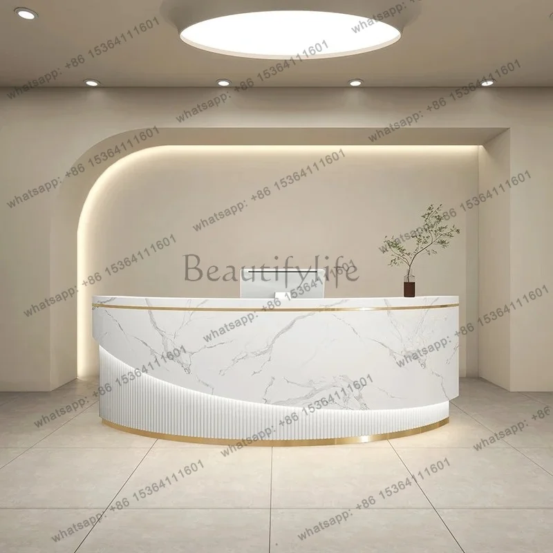 LJY Reception Office Table Salon Reception Desk Beauty Salon Bar Women's Clothing Store Bar Arc Training Medical Guide Dental Cl
