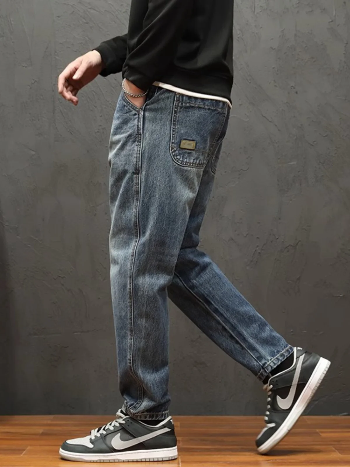 

Мужские прямые джинсы Modern Sle, свободный крой, повседневный ретро, американский дизайн, длинные брюки со средней талией, всесезонные молодежные модные брюки