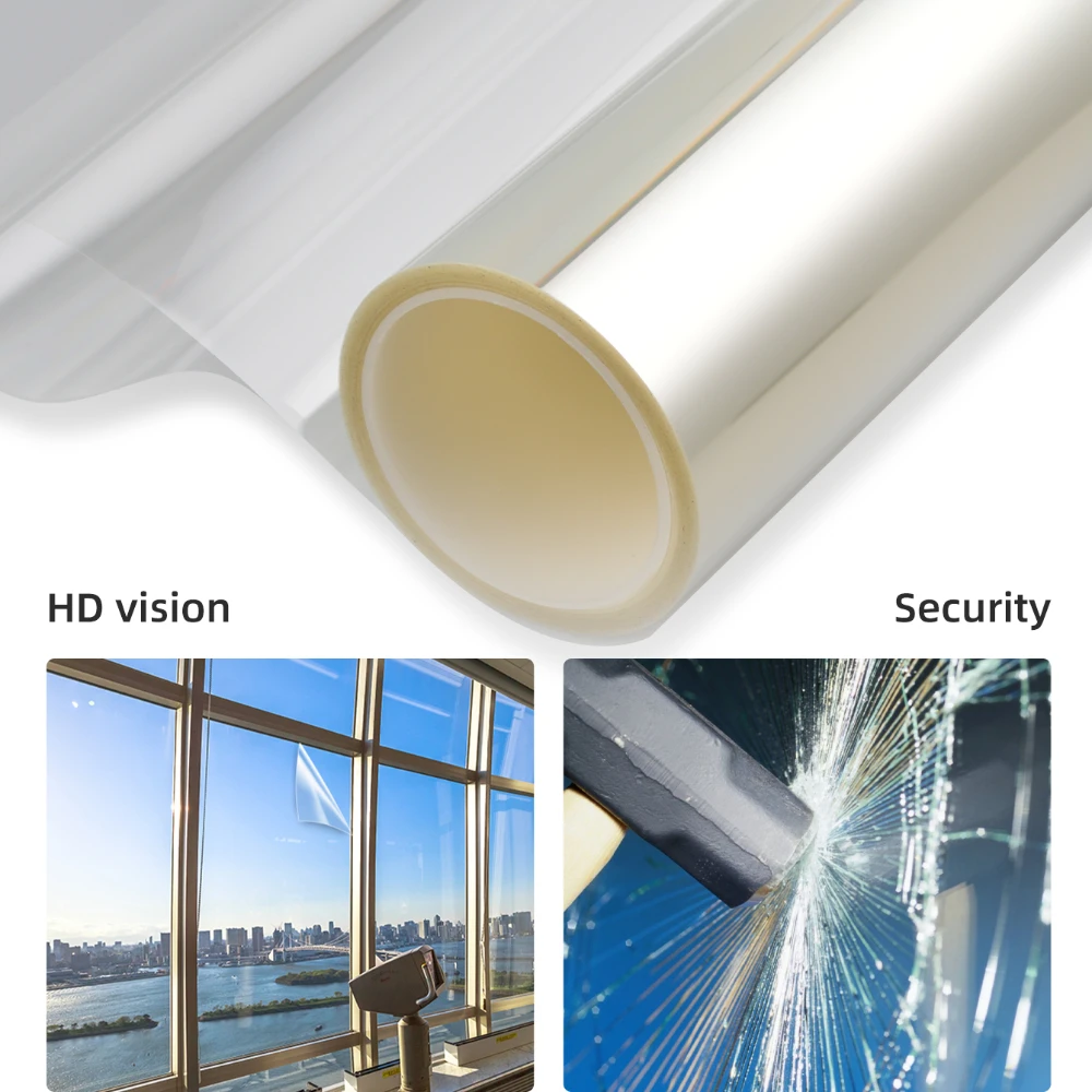 

2mil Safety and Security Window Film Clear Tranparent Building Glass Protection Self Adhesive Shatterproof Protective Sticker