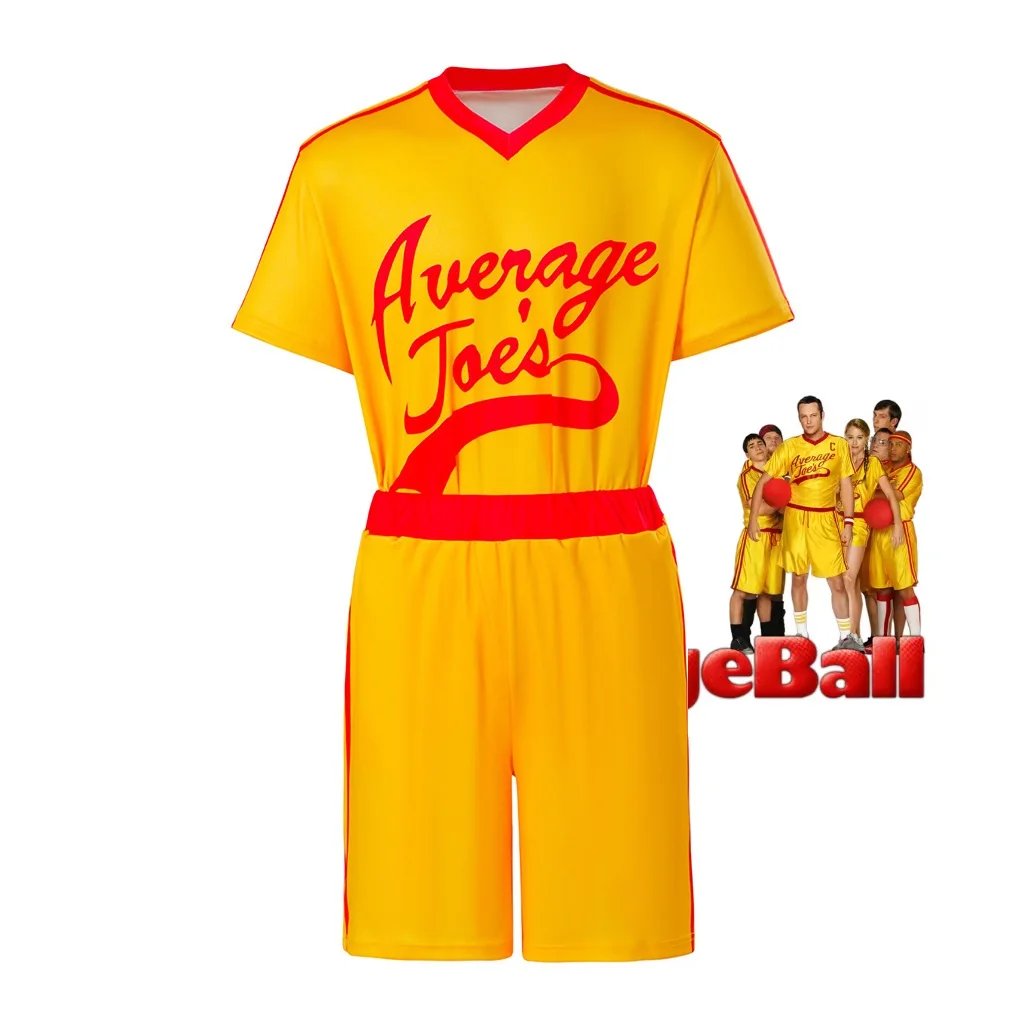 Disfraz de Cosplay de Crazy Dodgeball Average Joes, Conjunto de Jersey Amarillo, Una Verdadera Historia de Perros de la Raya, Conjuntos de Fútbol Americano, Atuendo de Halloween de Average Joes