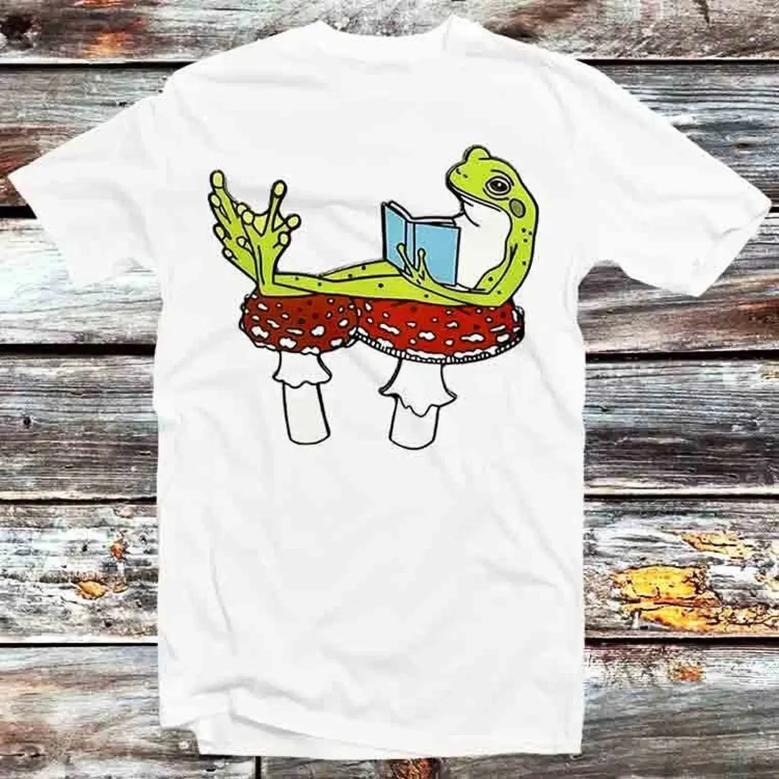 Book Reading Frog Toad Exclusive Edition Japanese T Shirt B1410 vintage Washed Unisex Stylish Casual Breathable fashion Soft