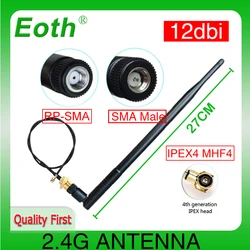 Eoth 2.4g antena wi-fi 12dbi antena 2.4ghz conector sma macho fêmea alto ganho sem fio huawei roteador ipex4 mhf4 cabo trança