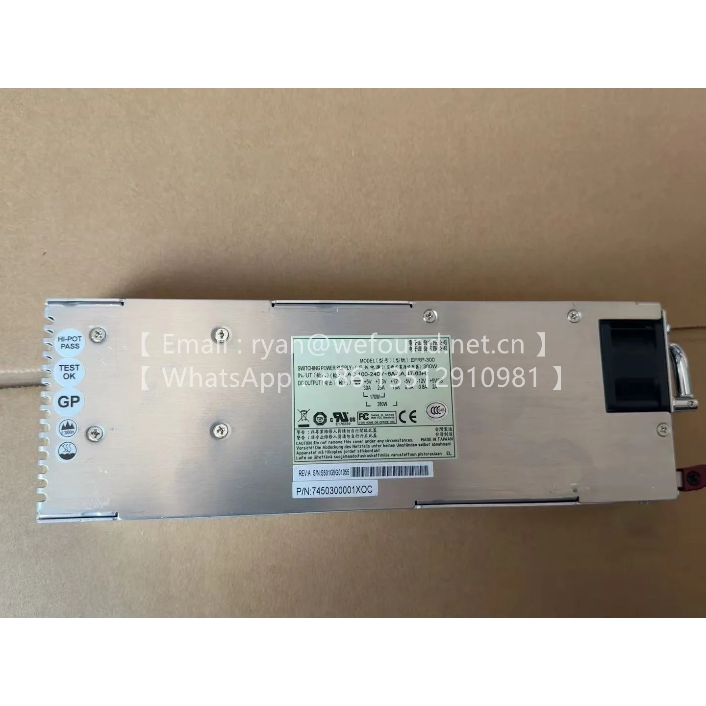 EFRP-300 , EFRP-462 , EFRP-553V3, EFRP-463 for ETASIS 300W/460W/550W Switching / Redundant Power Supply