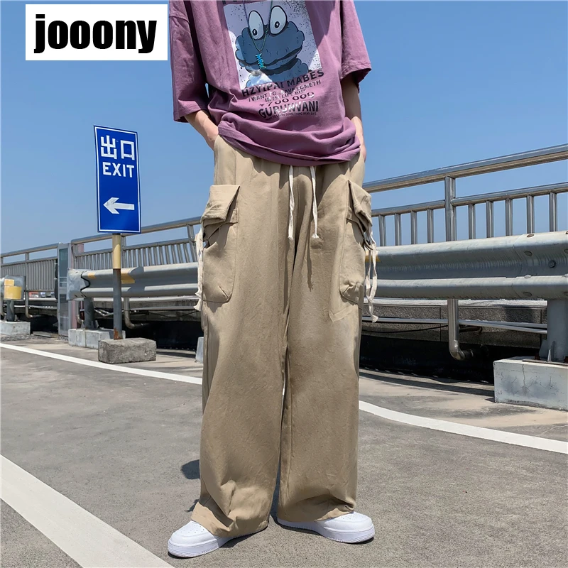 2023 Spring Fashion Harajuku Streetwear Straight Chic Vintage Pants Men Japanese Style Loose Unisex Solid Casual All-match Daily