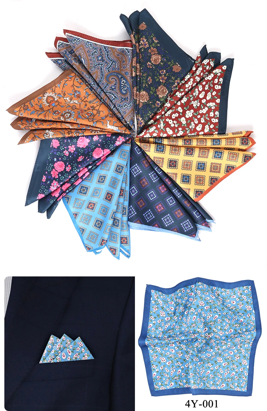 Tailor Smith New Designs Pocket Square Printed Pattern Pocket Square Fashion Men Handkerchief Floral Handkerchief Pocket Men