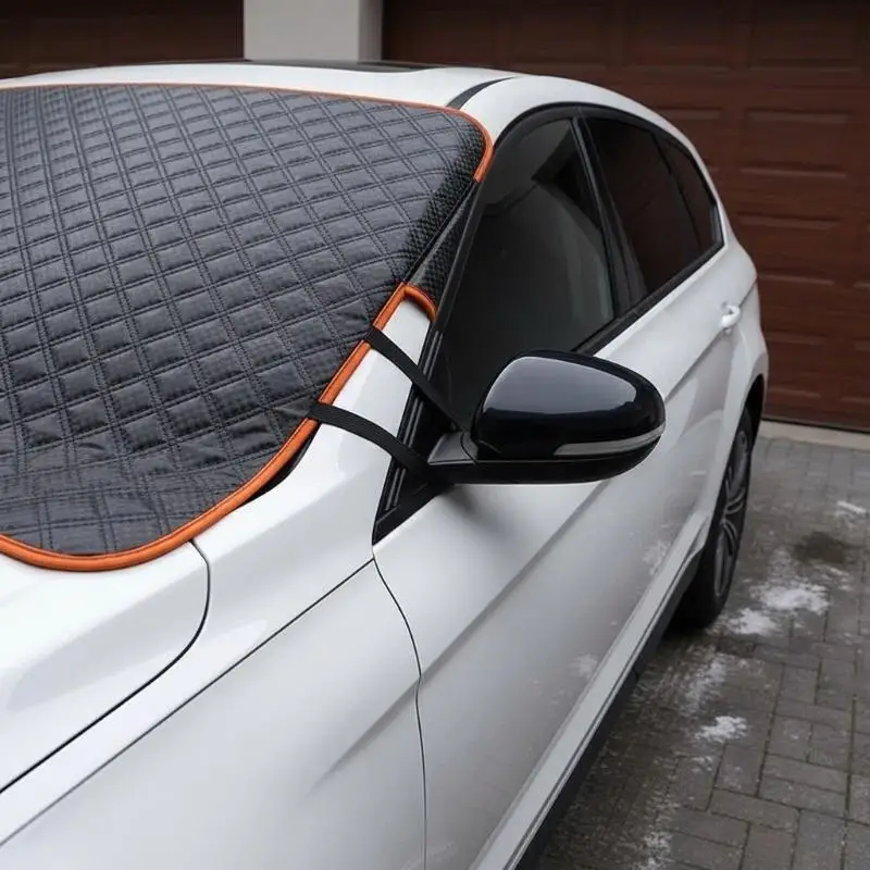 Car Windshield Snow Cover with Windproof Fixing Straps Waterproof Winter Frost Sun Shade Fits Most Cars SUVs