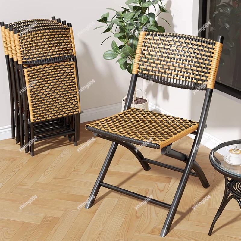 

Waterproof Foldable Rattan Chair, Breathable Oversized Recliner, Sunproof Sofa for Outdoor Balcony Use