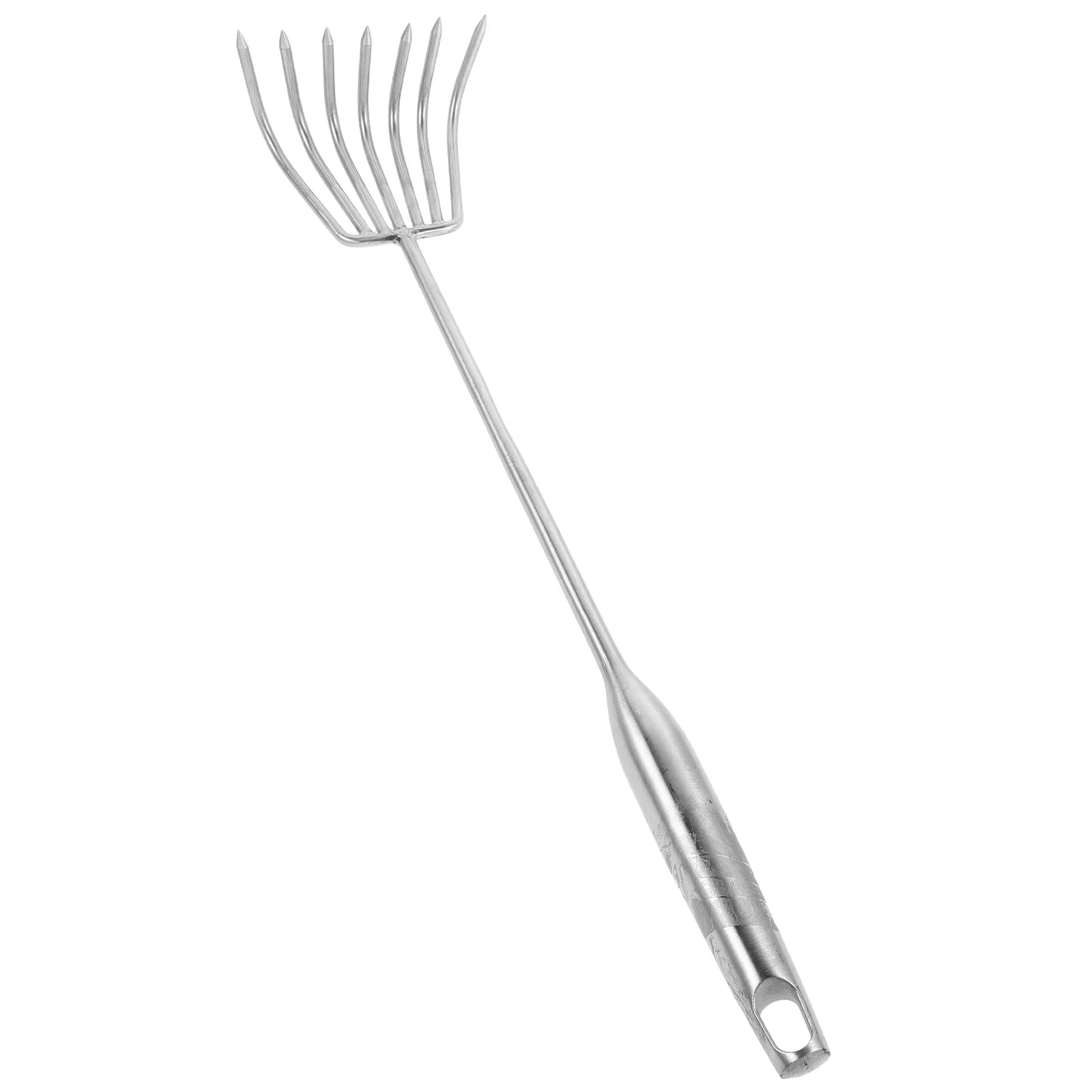 Stainless Steel Beach Sifting Rake 20 Inch 7-Tine Handheld Clam Digging Tool Garden Soil Loosening Shell Collecting Sand