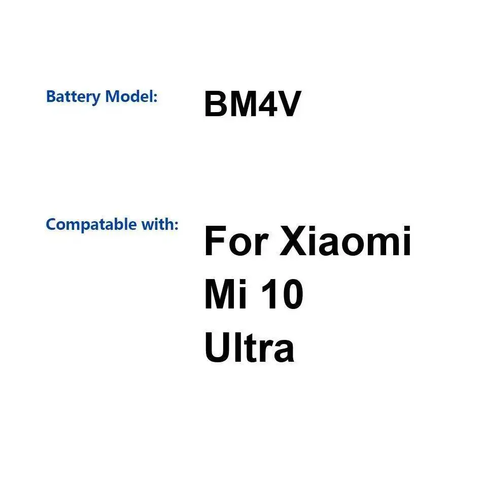 

Безопасная быстрая зарядка аккумулятора мобильного телефона BM4V для Xiaomi MI 10 Ultra 4500 мАч