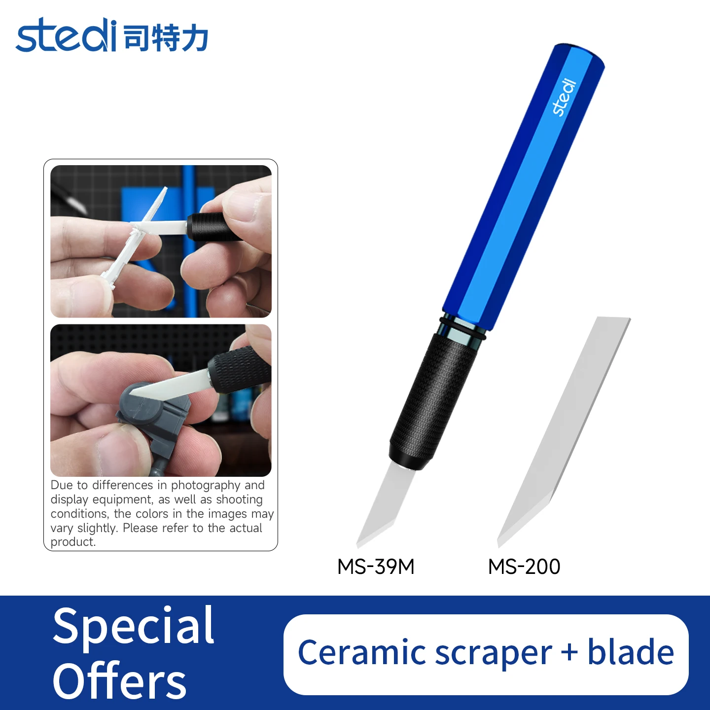 Stedi Professionele Keramische Schraper met Dikke Bladen voor Plastic Modelbouwsets, Gunpla, GK, Resin, 3D-geprinte onderdelen, Lijmlijnverwijderingsgereedschap