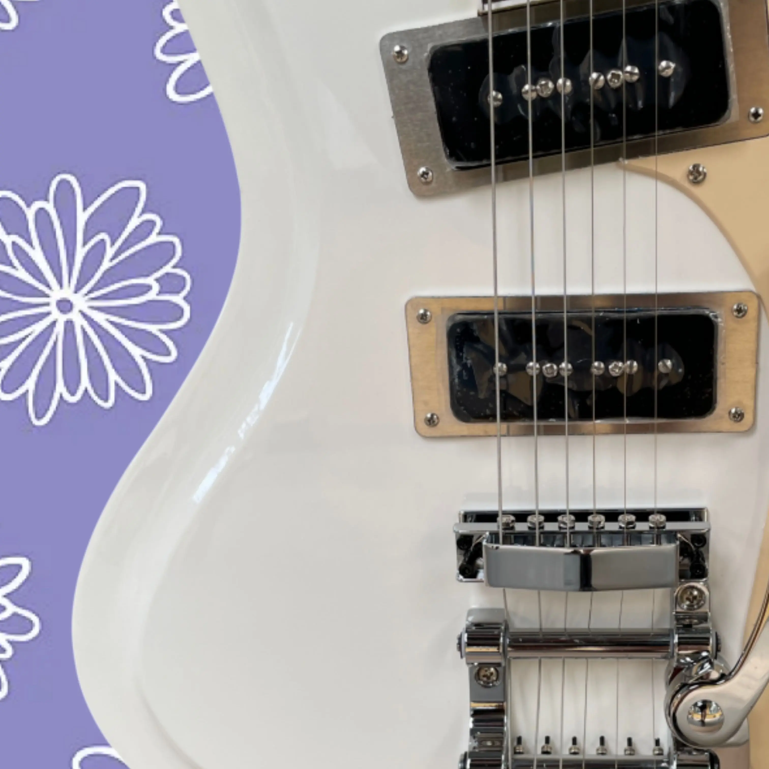 Minimal White Electric Guitar, Cream Pickguard, Joystick Tremolo Guitars, Ideal for Creative Performance Guitarra