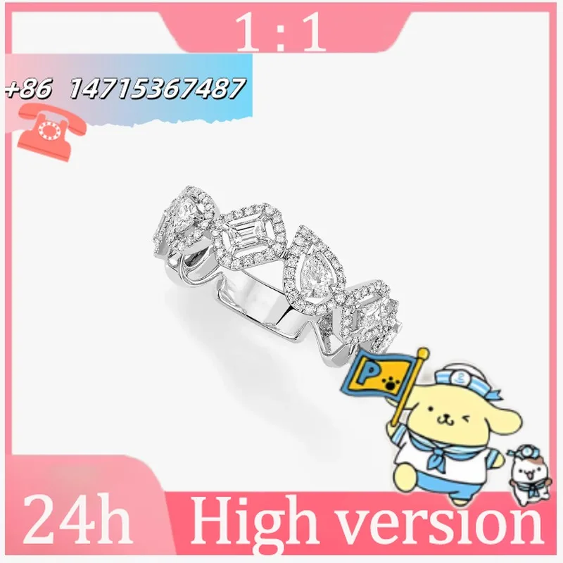 

Women's heart-shaped ring with diamonds, 18K gold plated on pure S925 silver. Classic irregular luxury jewelry
