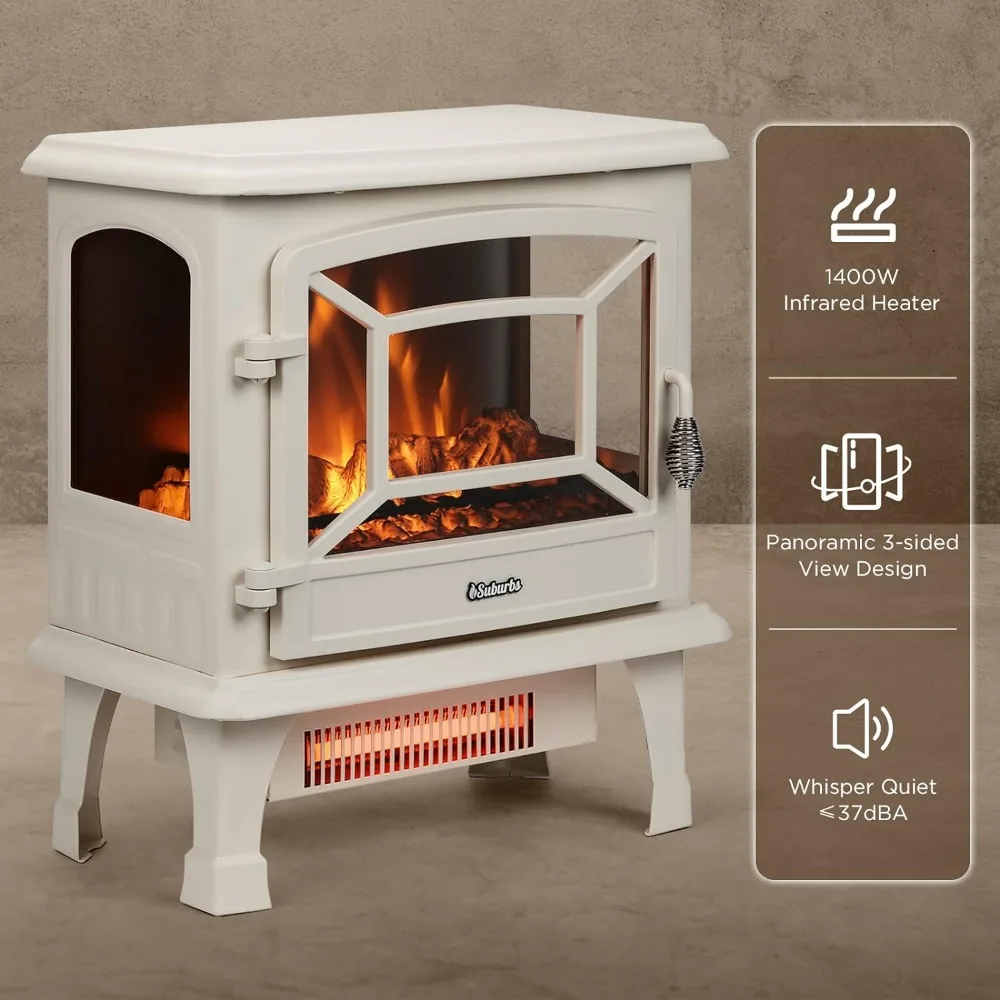 Realistic Dancing Flame Effect  CSA CertifiedOverheating Safety Protection - Easy to Assemble  1400W, Ivory