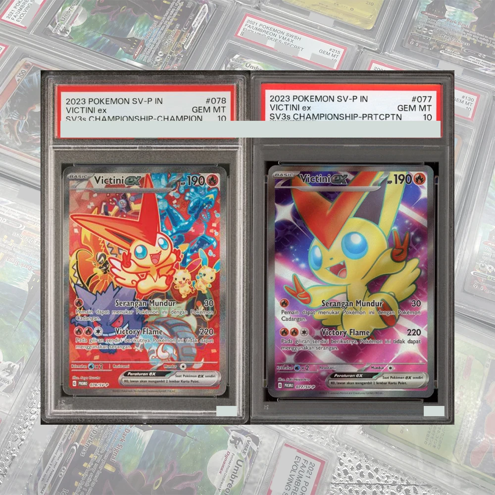 

2023 Diy Proxy Ptcg Graded Collection Card Indonesian Sv Promo #078 Victini Ex Sv3S Championship Champion Card Child Gifts Toy