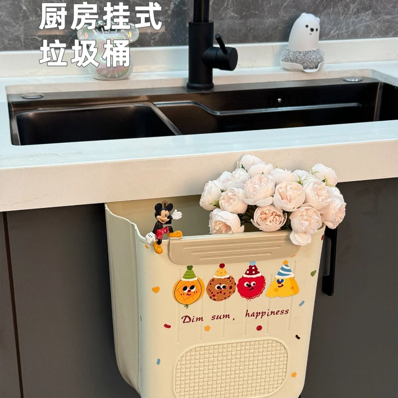 Hanging Foldable Kitchen Trash Bin, Cabinet‑Door Mounted Waste Bucket for Household Kitchen Waste Sorting