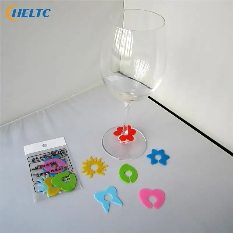 1/6/8/12pcs Mini Circle Wine Glass Marker Cup Identification Ring Recognizer Label Marker Party Accessories Mark Party Supplies