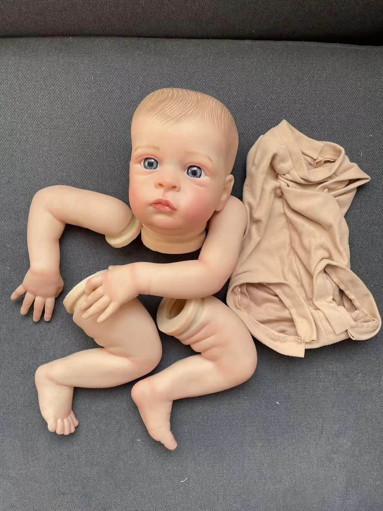 NPK 18inch Reborn Doll Kit Oskar Awake Baby Already Painted Unfinished Doll Parts