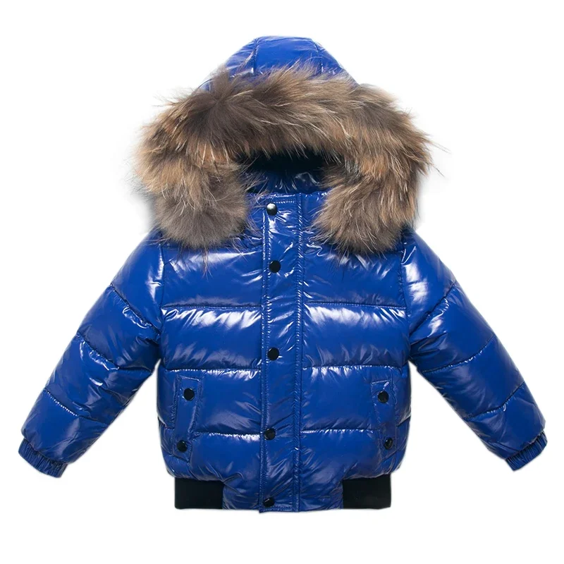 -20C°  Children's down jacket boys thick winter windproof waterproof warm white down down girls coat free wash image 3