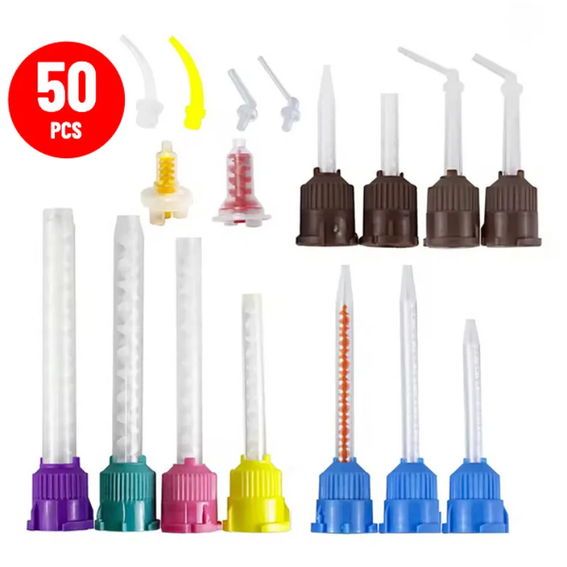 

50Pcs/Box Dentistry Mixed Head Silicone Rubber Impression Material Nozzle Conveyor Head Disposable Stirring Head Tools