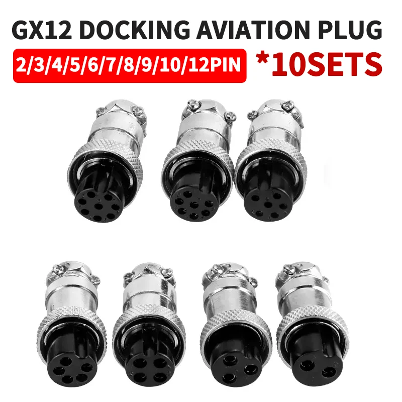 

10Set GX20 Docking 2/3/4/5/6/7/8/9/10 Pin Male Female Butting Wire Cable Circular Aviation Socket Plug Panel Connector