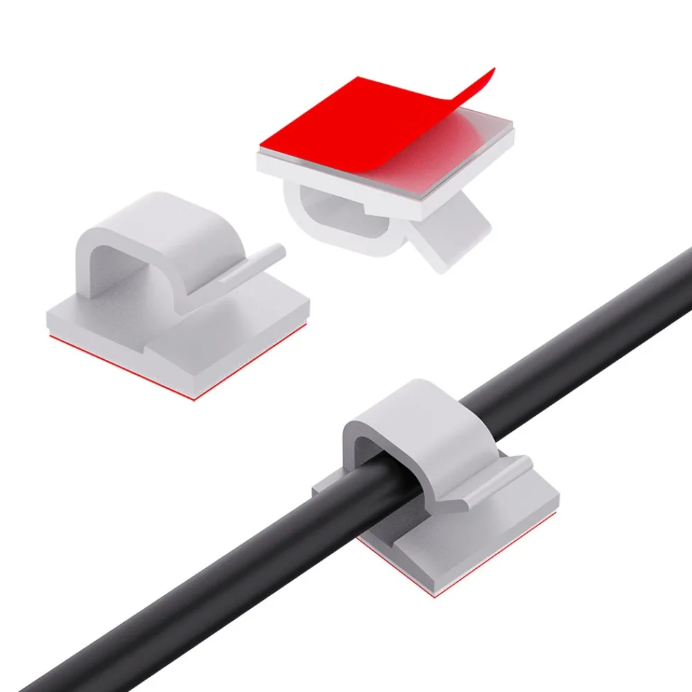 Clip de câble en plastique transparent en forme de R, support de fil, organisateur de câbles, pince de gestion de câbles autocollante pour bureau