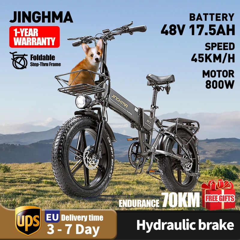 

JINGHMA R7PRO2023 Electric Bike 20 Inch Fat Tire Off Road Ebike 800W 48V 32AH Powerful Mountain Electric Bicycle For Adults Ebik