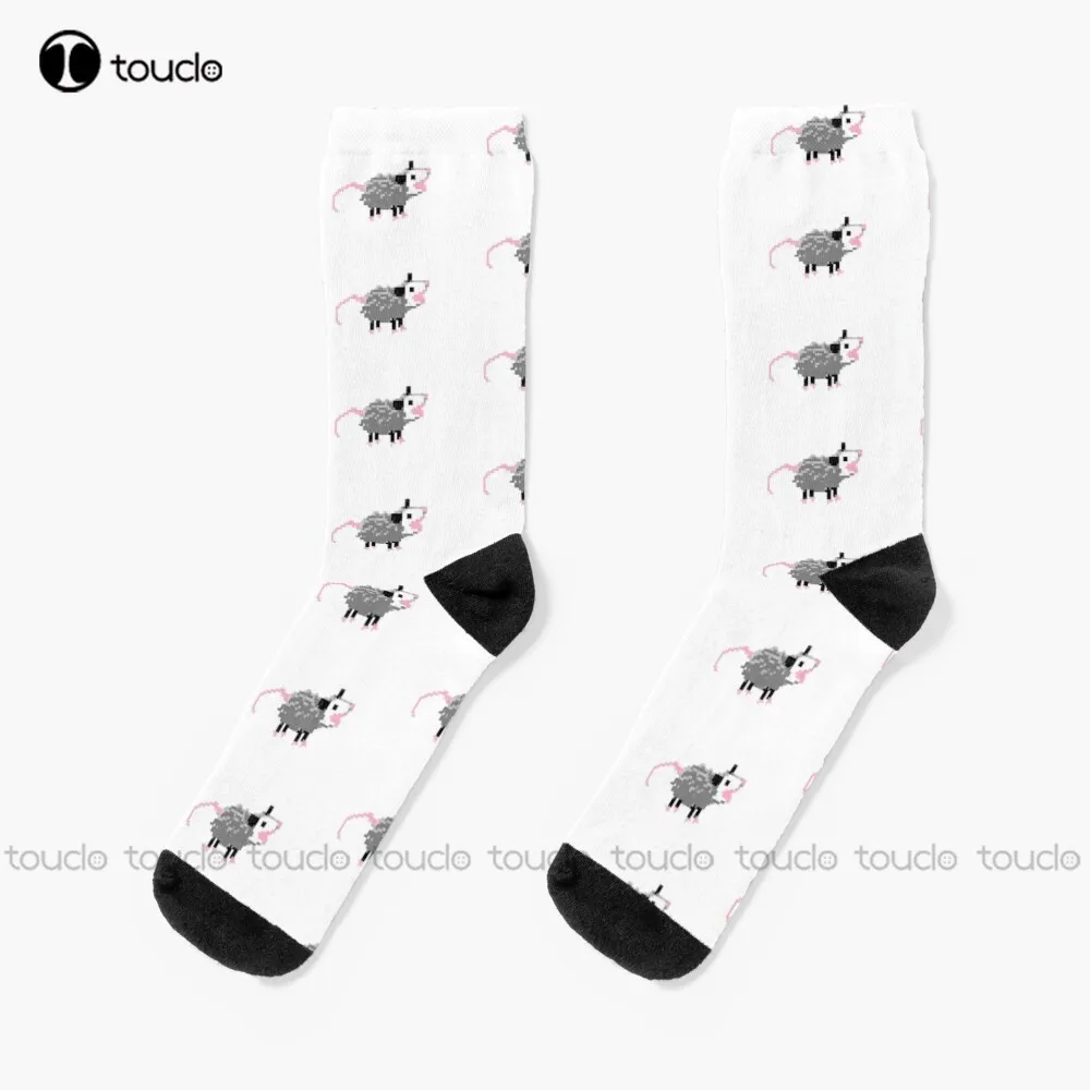 

Screaming Pixel Opossum Socks Halloween White Crew Socks Men Street Skateboard Socks Christmas New Year Gift Unisex Adult