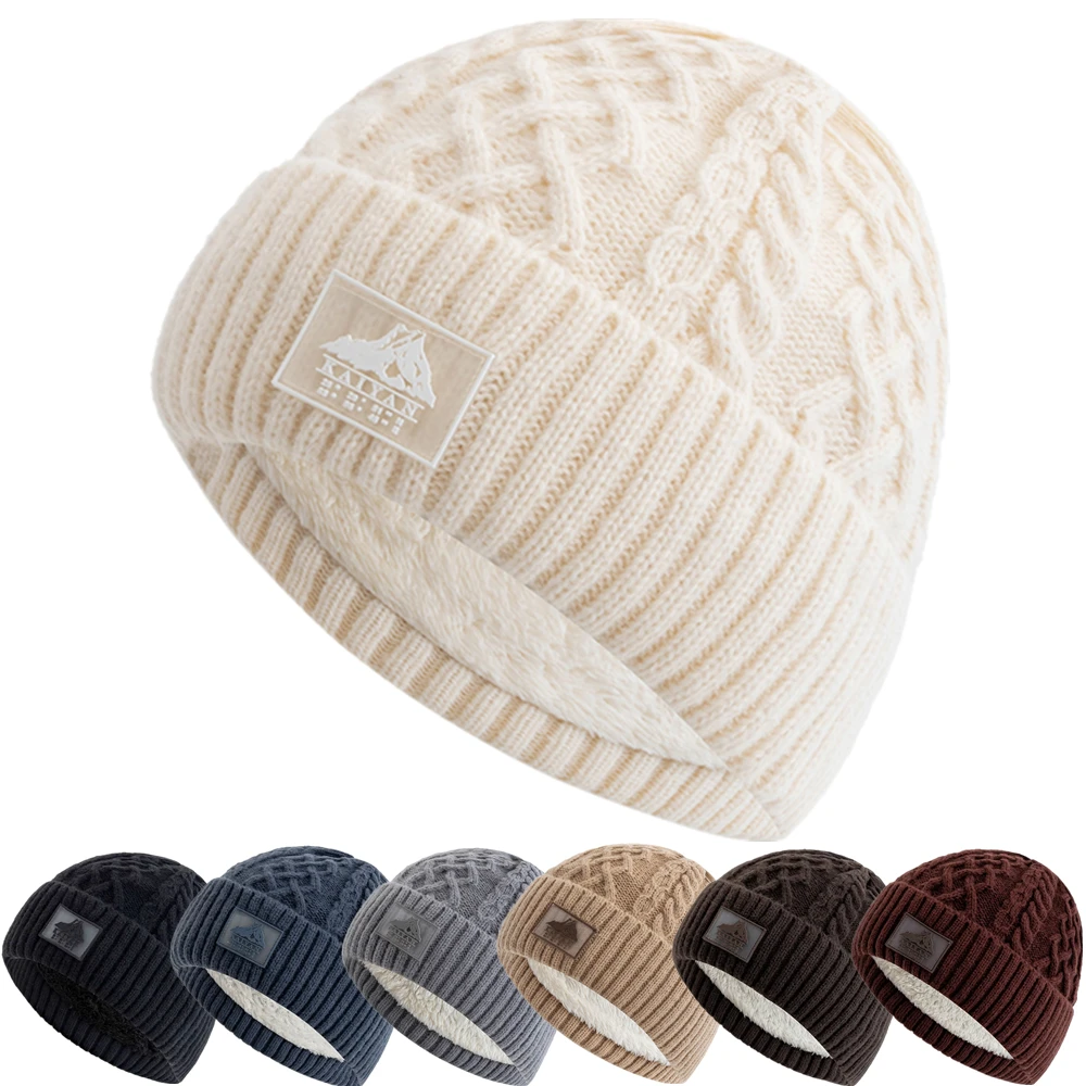New Style Unisex Keep Warm Winter Hat Plush Fur Lined Stylish Warm Cap Beanie Hat For Men Women Outdoor Ski Sports Knitted Hat