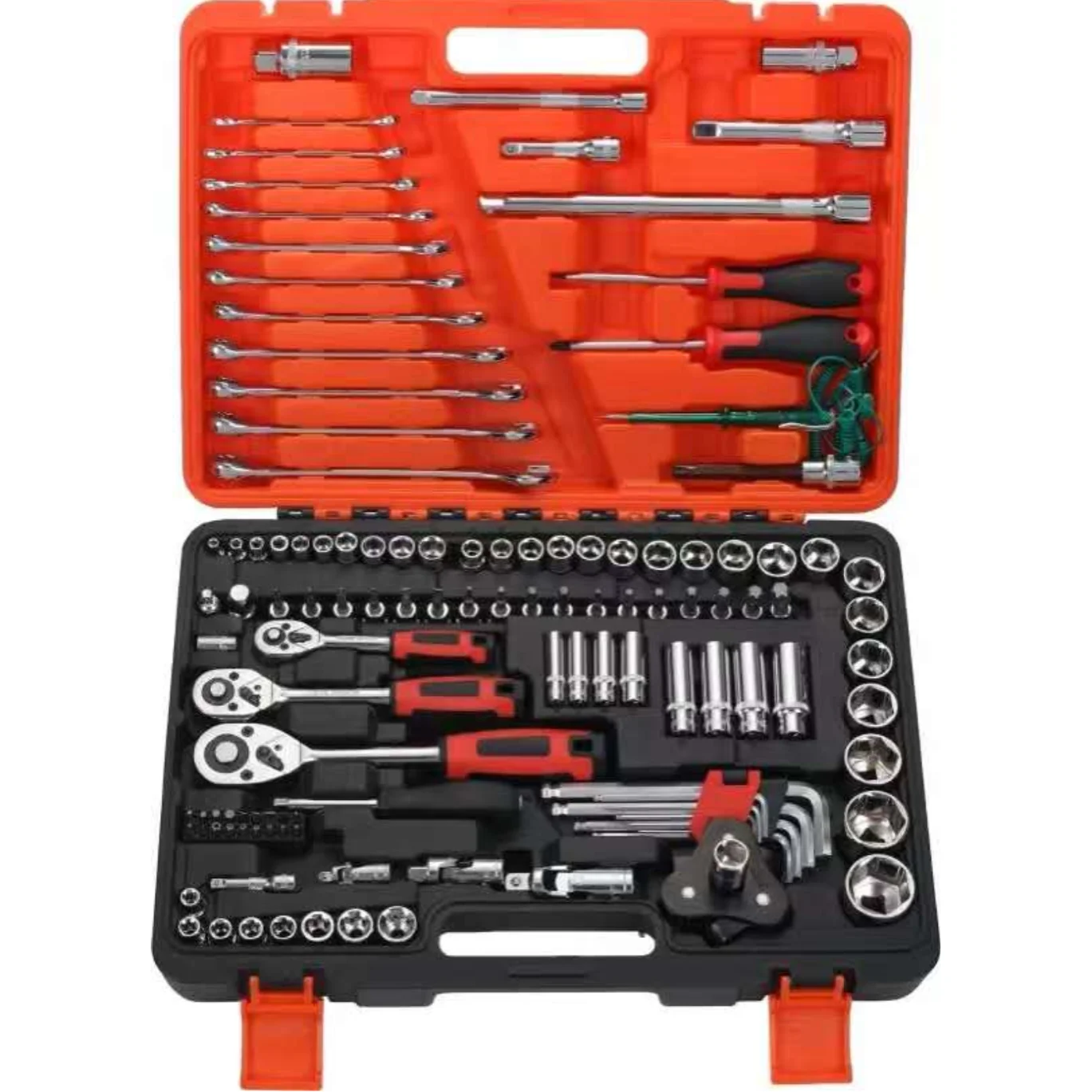 

Wholesale Price High Grade Auto Repair 121Pcs Socket Hand Tool Set With Plastic Case 1/2" 3/8" 1/4" Series