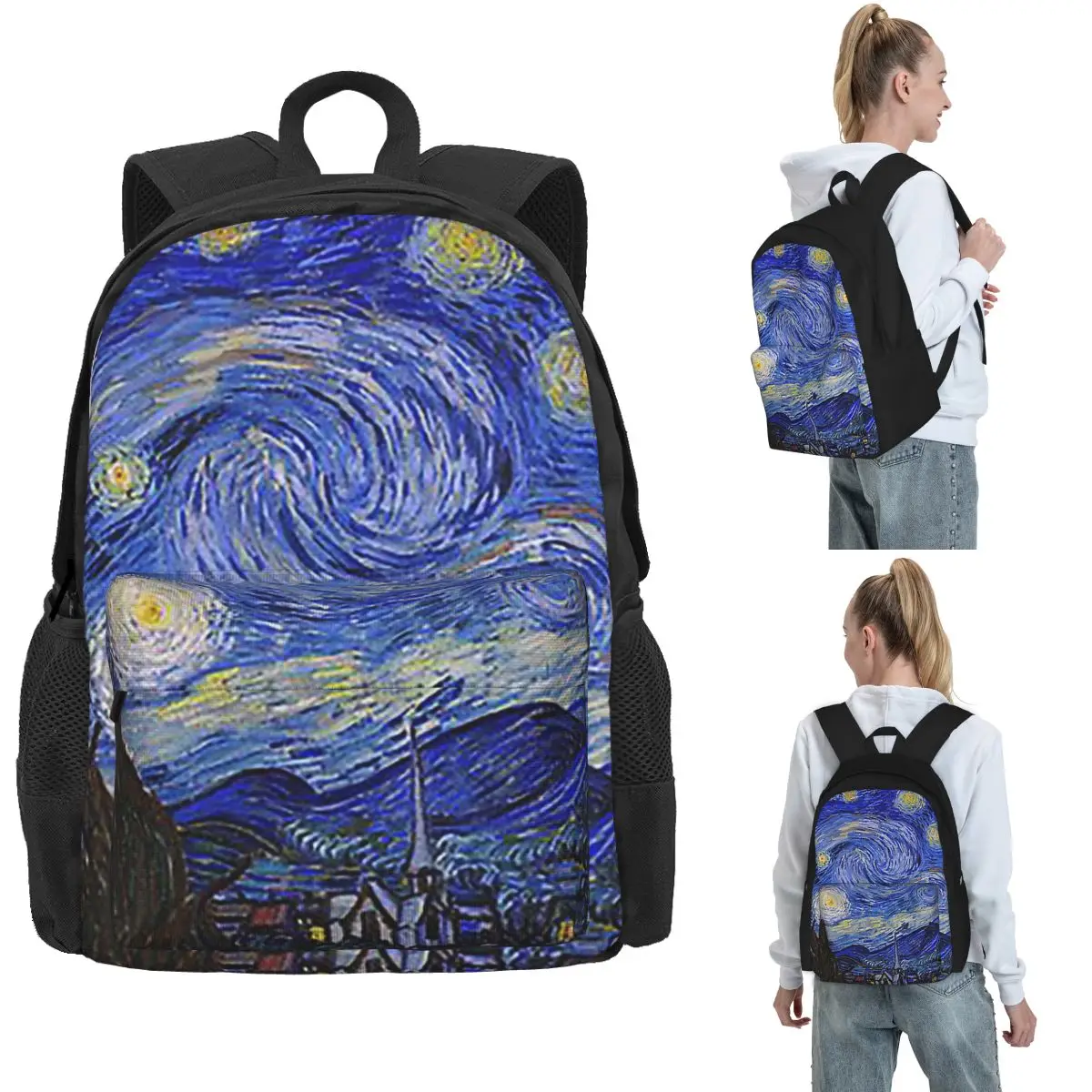 The Starry Night By Vincent Van Gogh Backpack Hot Sale Daypack Large Capacity Kids BookBagSchool Bag Shoulder Bags for Men Women