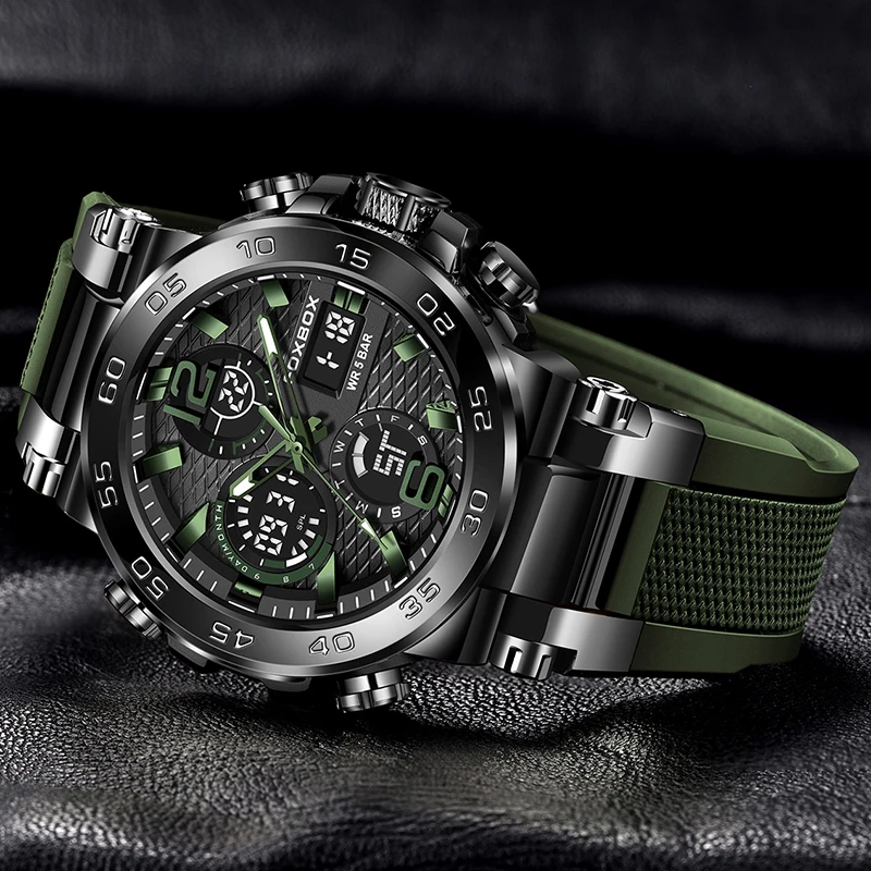 FOXBOX Business Watches Men Luxury Diver Sport Mens Watch Fashion Military Waterproof Chronograph Quartz Wristwatch Reloj Hombre
