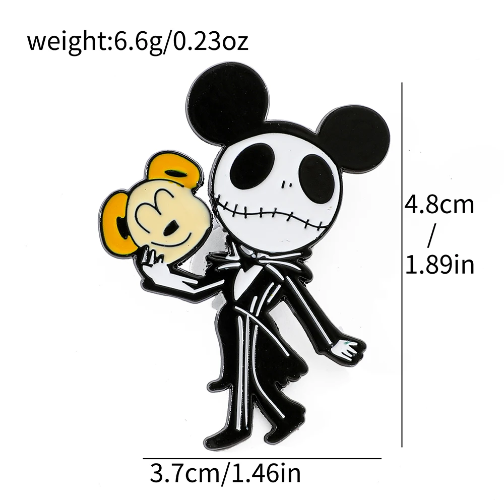 Broche de dibujos animados de pesadilla antes de Navidad, insignia de Metal, Pin de Mickey, esqueleto creativo, accesorios de joyería, regalo de Halloween, 3 piezas