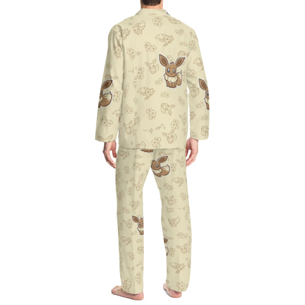 Ensemble de pyjama imprimé Pokémon pour femmes et hommes, haut et pantalon boutonnés confortables à manches longues, vêtements de détente décontractés