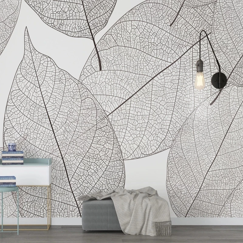 Custom Mural Self Adhesive Wallpaper Modern Leaf Veins Texture Bedroom Living room sofa TV background wall restaurant Hotel 3d