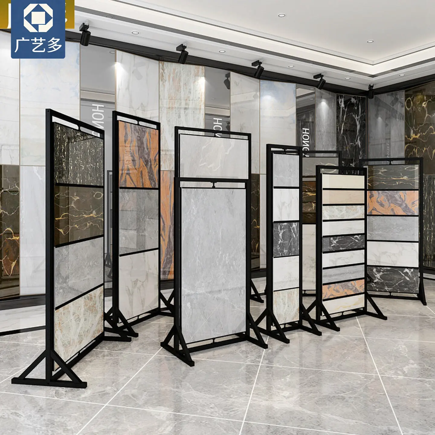 Expositor de azulejos multifuncional vertical, expositor de cerámica, expositor de muestras de azulejos y suelos de madera de 800 piezas, giratorio de doble cara.