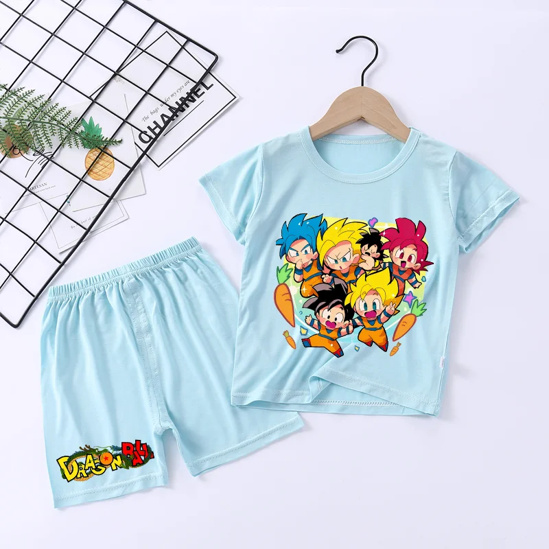 

Комплект пижамы из 2 предметов: футболка и шорты с принтом Dragon Ball, модал, мягкая домашняя одежда для сна, летний костюм, пижама с Гоку, милый аниме-принт, ночная одежда, подарок
