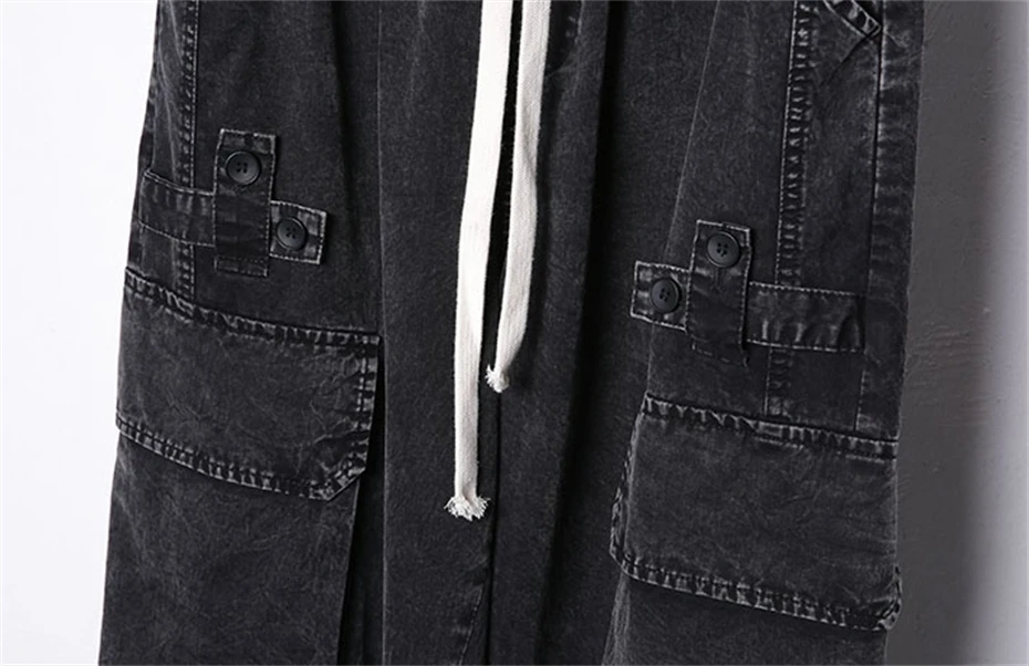 Mens Thin Joggers Jeans Pants Retro Functional Washed Baggy Denim Trouser Men 2025 Summer Streetwear Punk Hip Hop Pant Techwear